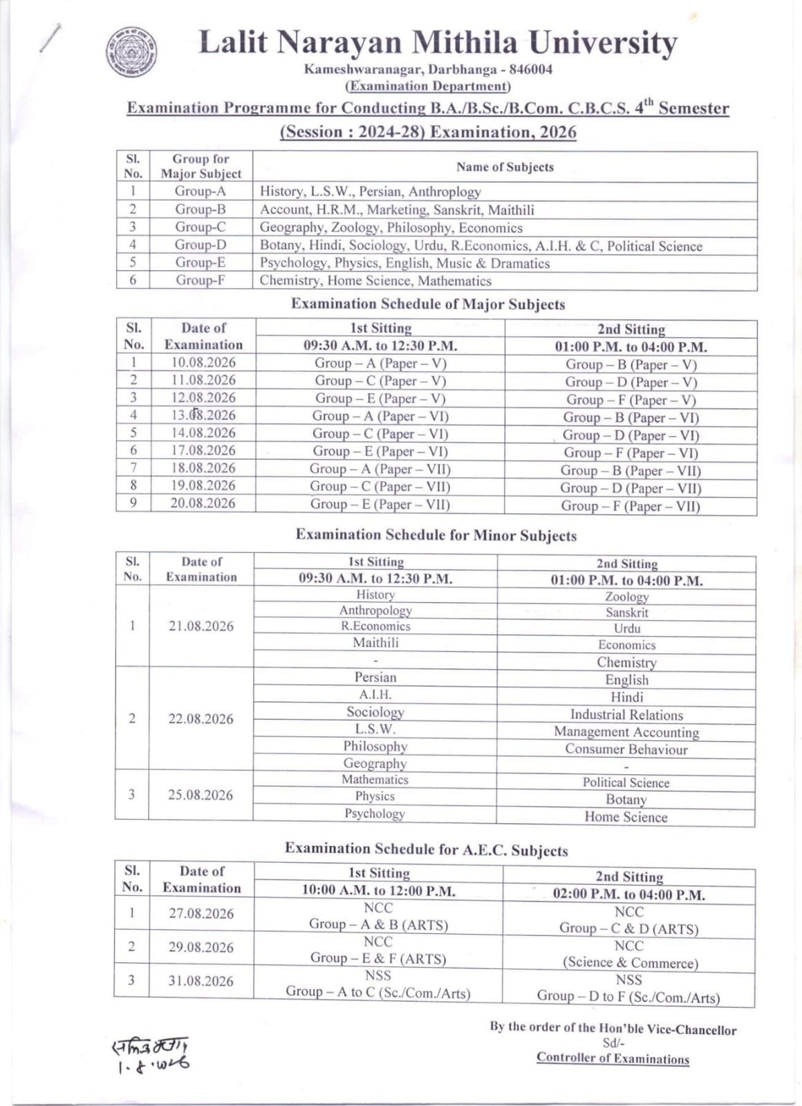 LNMU UG 4th Semester Admit Card 2024-28 Download — ललित नारायण मिथिला यूनिवर्सिटी सेमेस्टर 3 (सत्र: 2024-28) एडमिट कार्ड & Exam Program & Center List 2026 हुआ जारी, यहां से डाउनलोड करें